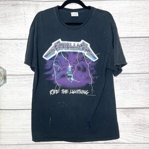 Vintage 90s Metallica 1994 Ride The Lightning Black Band Shirt Size Large Unisex